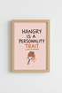 Hangry Personality Trait Kitchen Wall Art | Funny Pasta Poster | Pastel Pink Decor