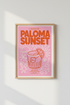 Paloma Sunset Cocktail Wall Art | Retro Pink & Orange Poster | Kitchen Bar Decor