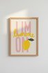 Limone Lemon Wall Art Print | Pink Italian Kitchen Decor | Retro Fruit Poster