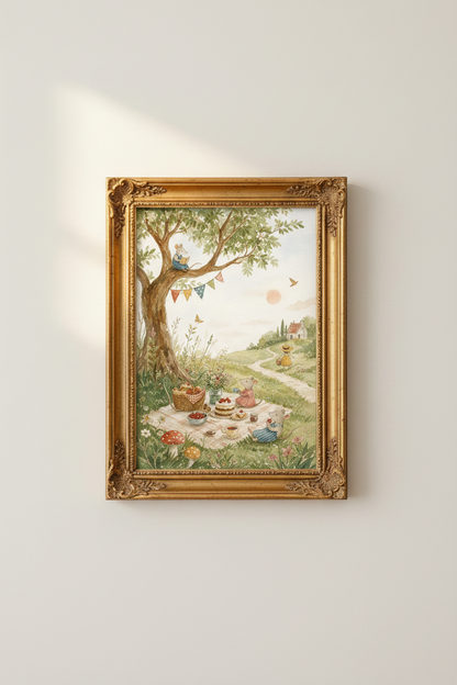 Whimsical Mouse Wall Art | Watercolor Nursery Decor | Pastel Poster