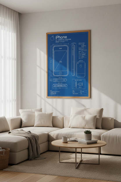 iPhone 1st Gen Blueprint Wall Art | Office Decor | Tech Schematic Poster