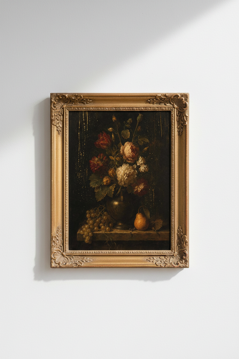 Vintage Botanical Wall Art Print | Living Room Decor | Baroque Poster