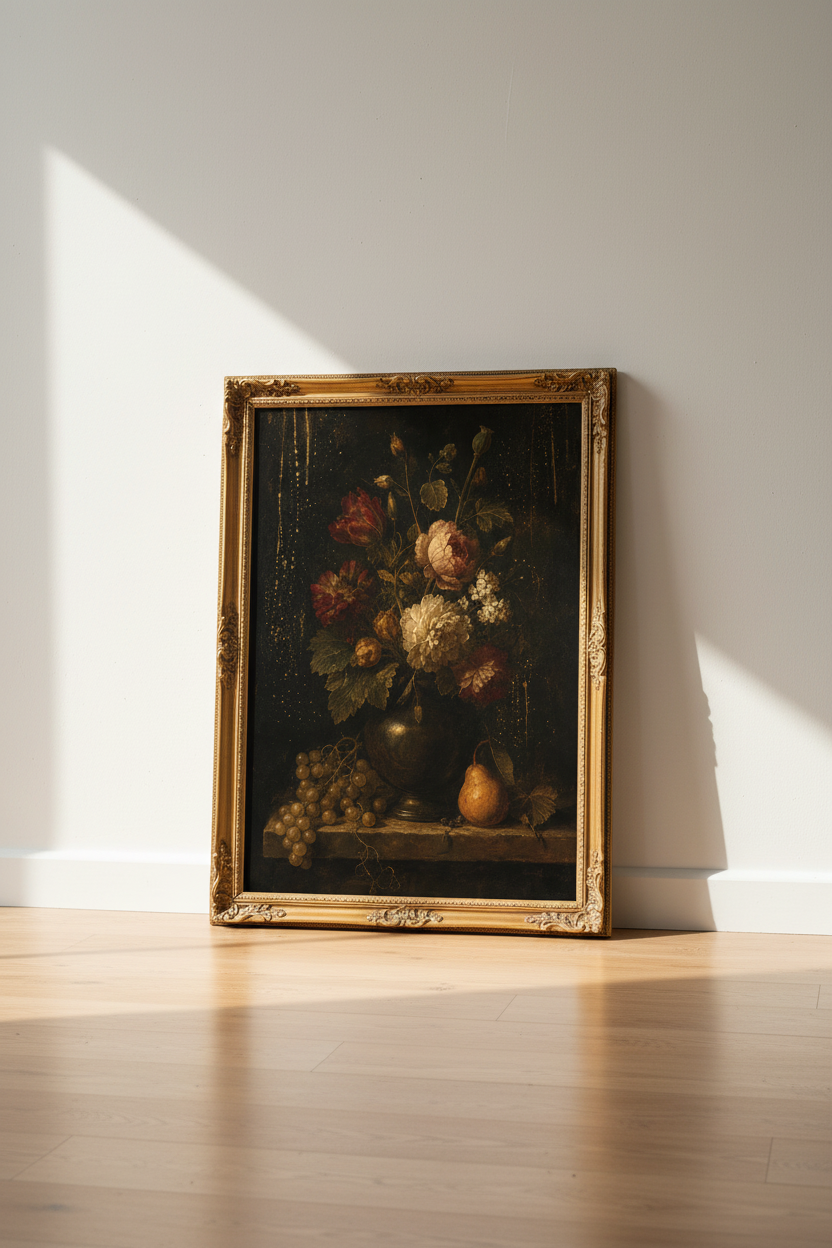 Vintage Botanical Wall Art Print | Living Room Decor | Baroque Poster