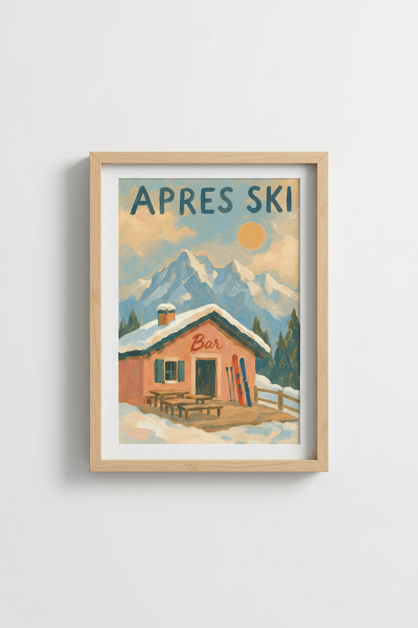 Impressionist Apres Ski Wall Art Print | Living Room Decor | Cozy Poster