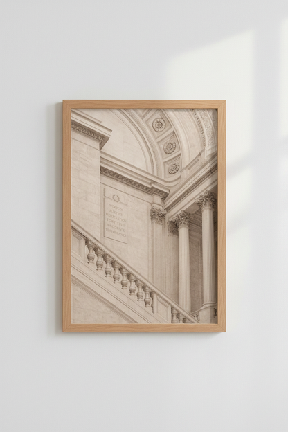 Classical Architecture Virtues Print | Beige Stone Neoclassical Art, Law Office Decor