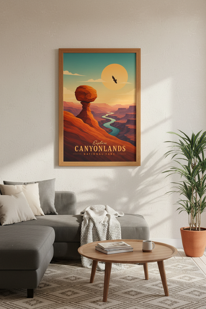 Canyonlands National Park Print | Vintage Desert Wall Art, Nature Travel Poster