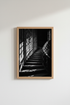 Gothic Dark Academia Art | Moody Black and White Staircase, Ornate Architecture Poster