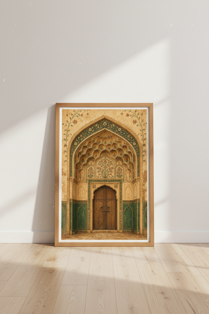 Ancient Persian Archway Wall Art | Mughal Architecture Print, Boho Living Room Decor