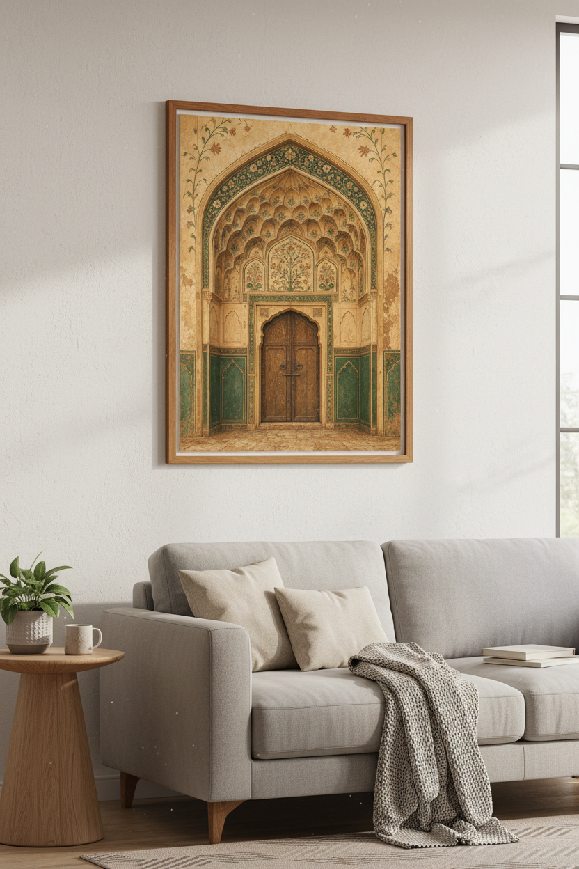 Ancient Persian Archway Wall Art | Mughal Architecture Print, Boho Living Room Decor