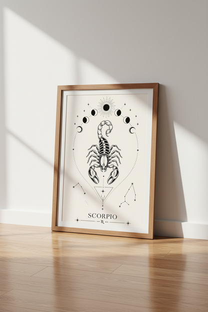 Scorpio Zodiac Wall Art Print | Celestial Boho Room Decor | Mystical Poster