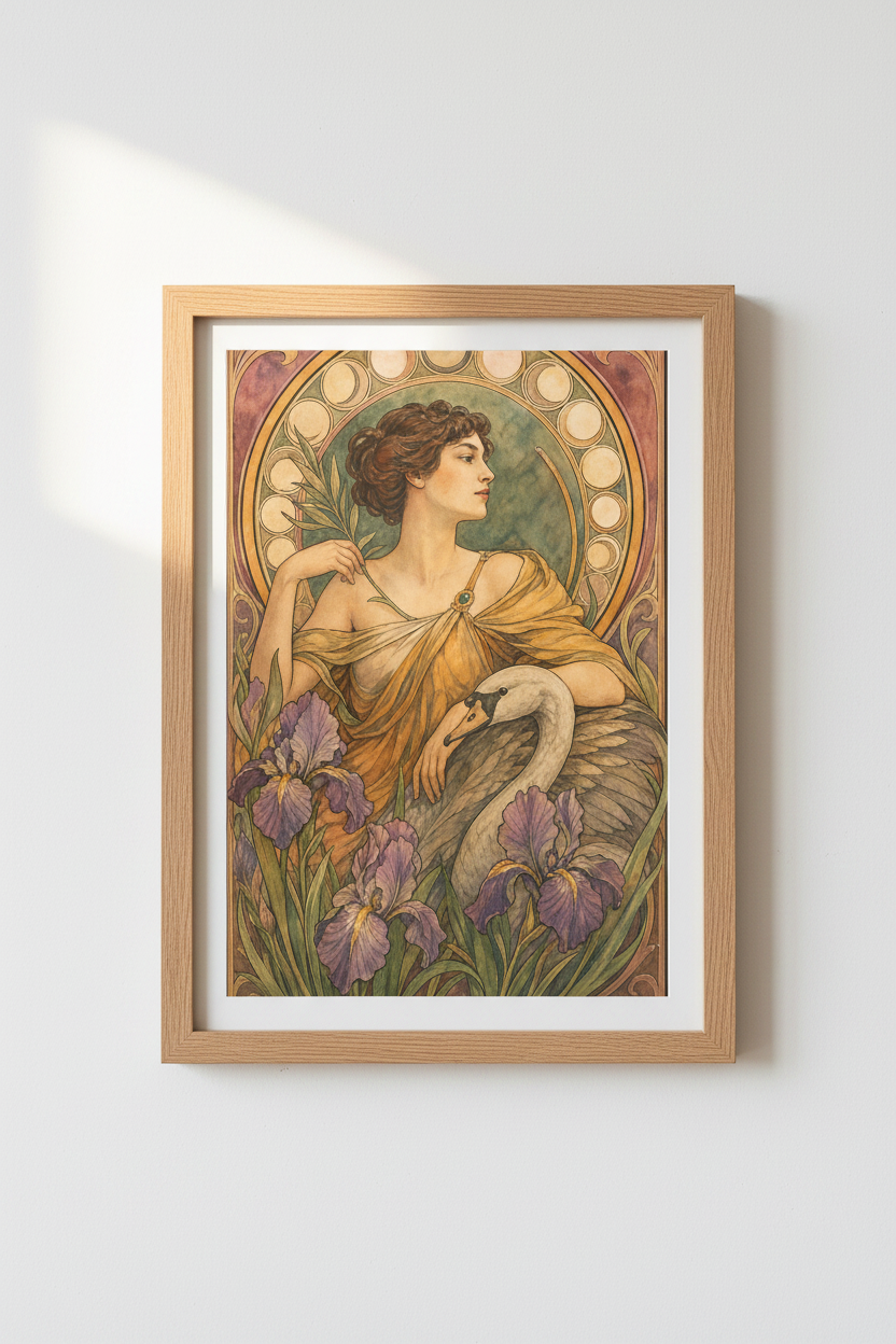Art Nouveau Print | Warm Earthy Tones, Living Room Decor