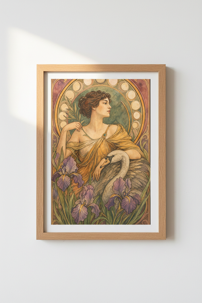 Art Nouveau Print | Warm Earthy Tones, Living Room Decor