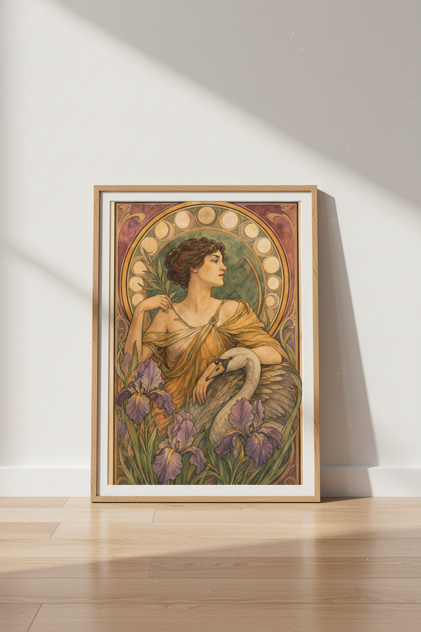 Art Nouveau Print | Warm Earthy Tones, Living Room Decor