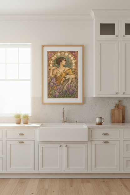 Art Nouveau Print | Warm Earthy Tones, Living Room Decor