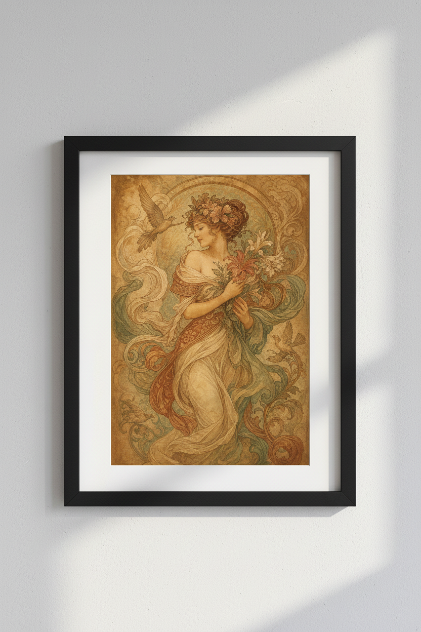 Vintage floral Wall Art Print | Living Room Decor | Neutral Aesthetic Poster