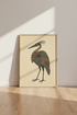 Boho Heron Wall Art Print | Ornate Folk Bird Poster, Earthy Living Room Decor
