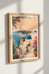 Santorini Greece Wall Art | Blue Dome Mediterranean Print, Coastal Home Decor