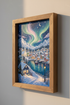 Northern Lights Winter Village Print | Cozy Starry Night Decor | Aurora Landscape Poster