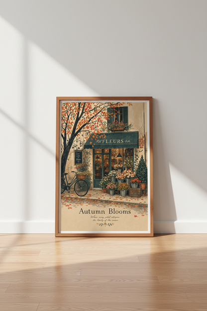 Parisian Flower Shop Art | Autumn Botanical Print, French Country Home Decor
