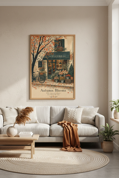 Parisian Flower Shop Art | Autumn Botanical Print, French Country Home Decor