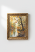 Autumn poster art | Watercolor glow, Riverside scene | Living room decor