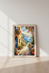 Mediterranean Village Wall Art Print | Coastal Mosaic Decor | Italian Seascape Poster
