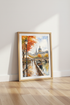 Paris Autumn Canal | Watercolor Cityscape Art, Living Room Travel Poster