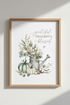 Watercolor Pumpkin Watering Can Wall Art | Farmhouse Kitchen Decor | Grateful Blessed