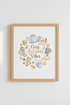 Cozy Autumn Vibes Watercolor Wall Art | Fall Foliage Decor | Blue & Cream Poster