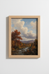 Fall Landscape Art Print | Mountain River Autumn Scene, Rustic Country Wall Decor