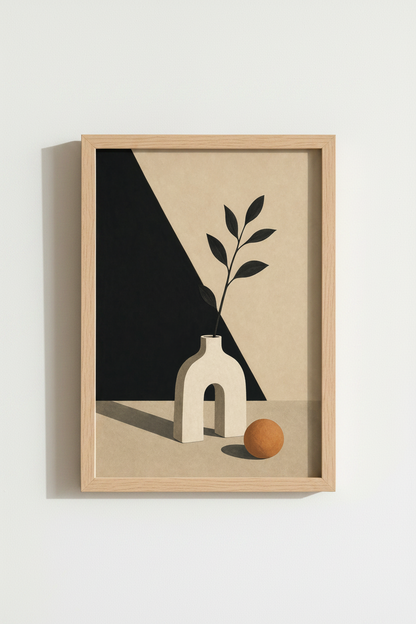 Minimalist Wall Art | Beige &amp; Black, Living Room Decor