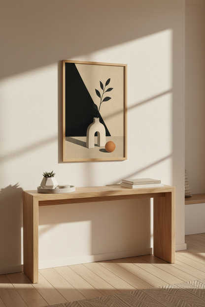 Minimalist Wall Art | Beige &amp; Black, Living Room Decor