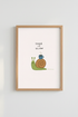 Take It Slow Snail Wall Art Print | Cute Coffee Decor | Whimsical Pastel Poster