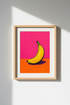 Pop Art Banana Print | Vibrant Pink & Orange Fruit Poster, Modern Kitchen Wall Art