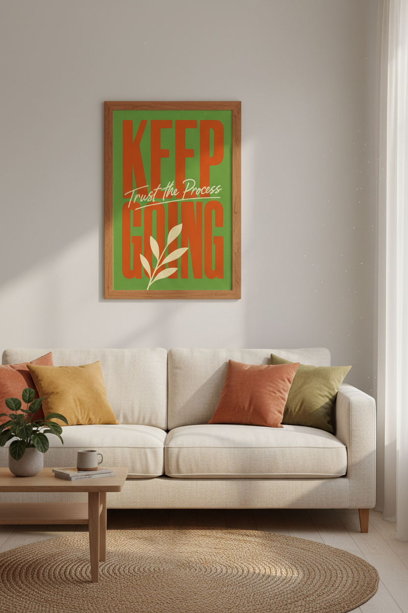 Keep Going Trust The Process Wall Art | Office Decor | Retro Motivational Poster