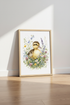 Duckling & Wildflowers Art | Pastel Watercolor Nursery Decor, Garden Poster