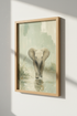 Baby Elephant Wall Art | Sage Green Safari Nursery Decor | Neutral Painted Poster