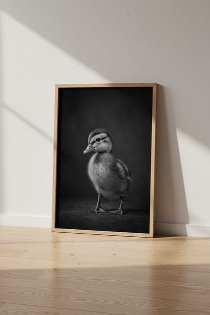 Duckling Animal Art Print | Monochrome Baby Duck Poster | Minimalist Nursery Decor