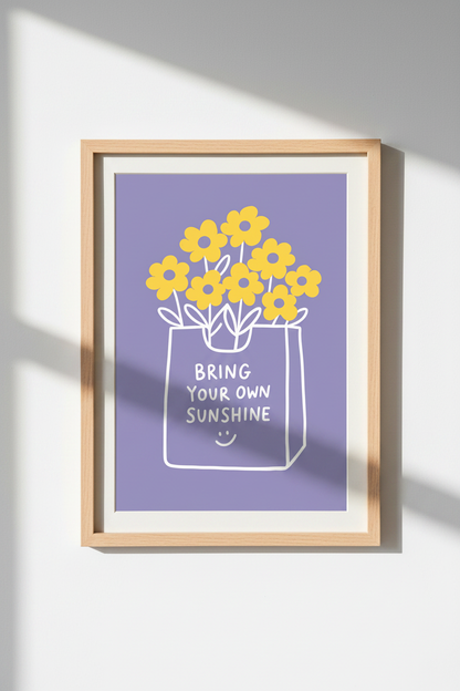boho wall art print | Purple &amp; Yellow Floral, Living Room Decor