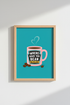 Funny Coffee Wall Art Print | Retro Kitchen Decor | Pink & Teal Coffee Pun Poster