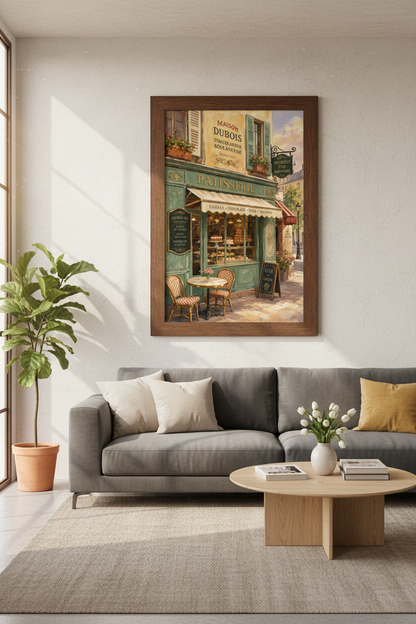 French Patisserie Wall Art | Paris Cafe Oil Painting, Kitchen Decor Poster