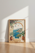 Mediterranean Window Scene | Greek Coast Art Print, Boho Wall Decor