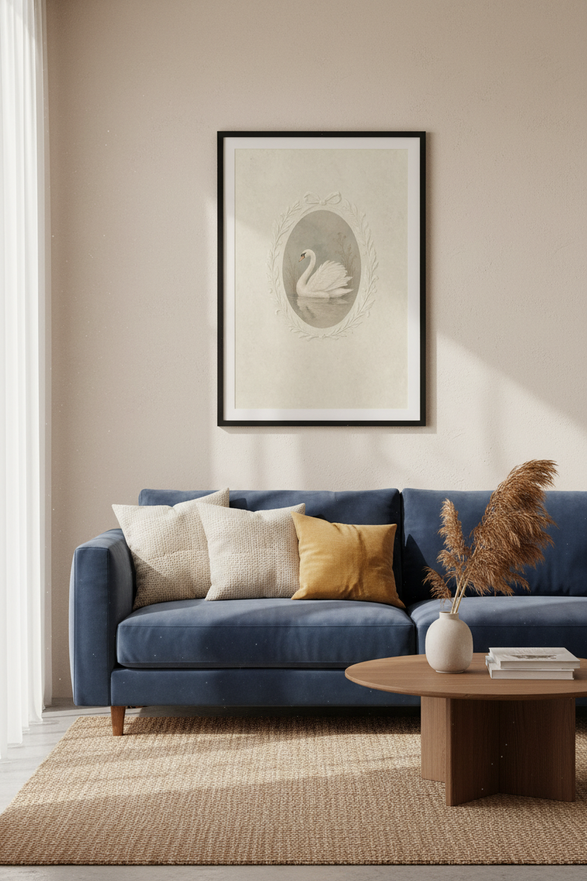 Vintage Swan Illustration | Neutral Coquette Wall Art, Nursery Decor Poster