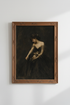 Moody Dark Academia Woman Portrait | Vintage Gothic Oil Style, Bedroom Wall Art