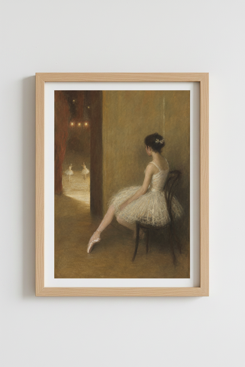 ballerina wall art | Soft sepia ballet print, living room decor