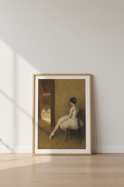 ballerina wall art | Soft sepia ballet print, living room decor