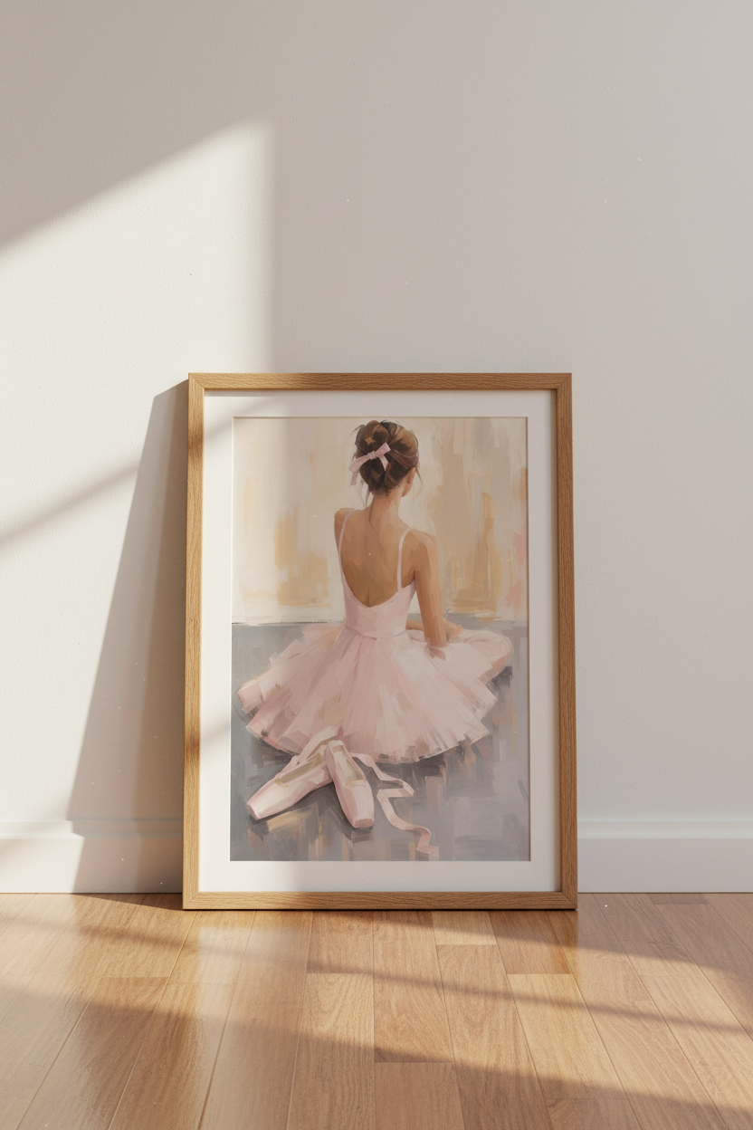 Ballerina Wall Art Print | Pink Ballet Dancer Poster, Nursery &amp; Bedroom Decor