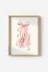 Coquette Ballet Wall Art | Pink Pointe Shoes Ribbon Poster, Nursery & Dance Room Decor