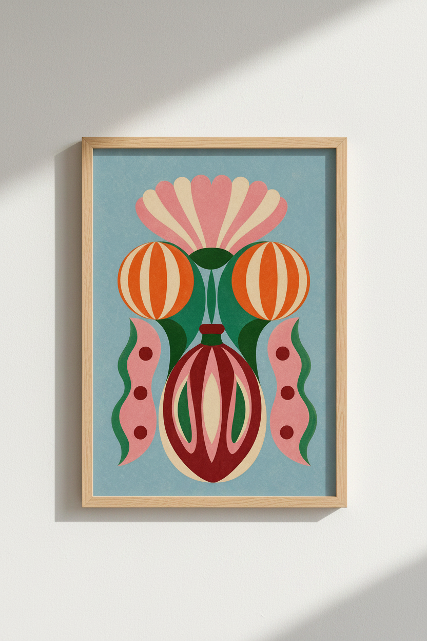 Danish Pastel Art Print | Abstract Floral Scandi Poster, Modern Colorful Home Decor