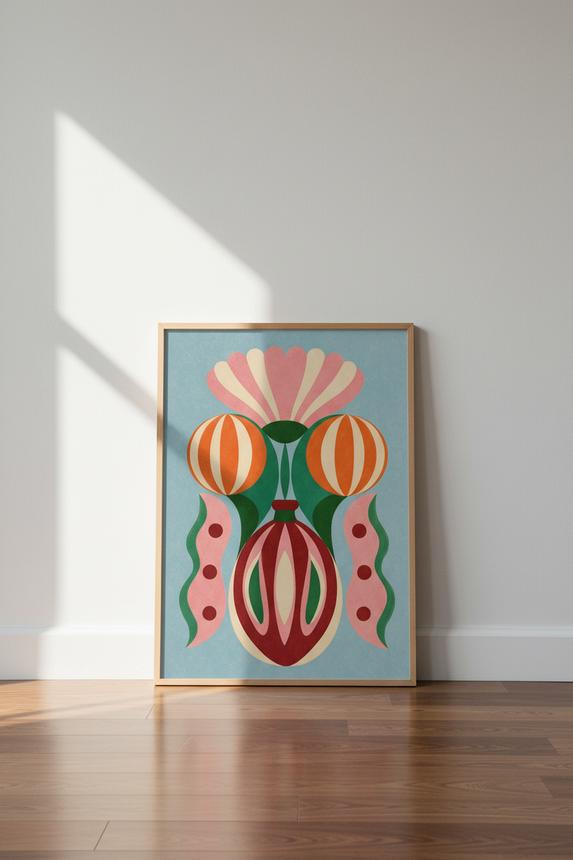 Danish Pastel Art Print | Abstract Floral Scandi Poster, Modern Colorful Home Decor